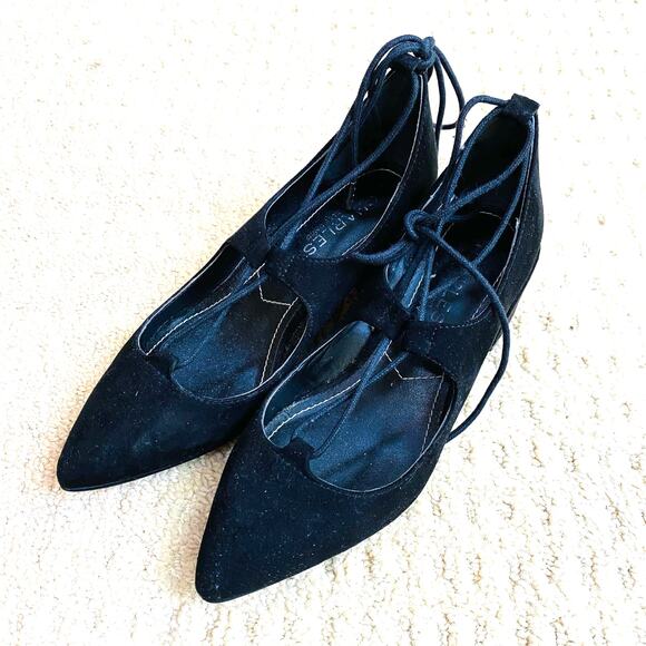 Charles David US 5M Shoes Black Suede Lace Up Mid Heel Dressy Ghillies Unique - Picture 1 of 11
